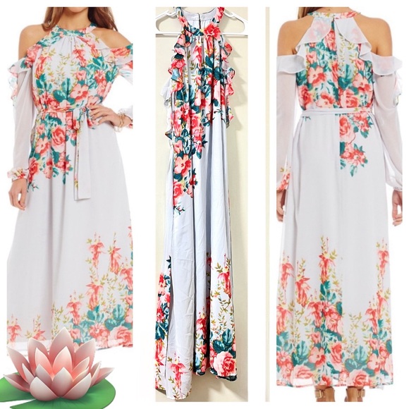 Gianni Bini Dresses & Skirts - PL Gianni bini cold shoulder Floral maxi dress Size XS (Sleeves Altered)